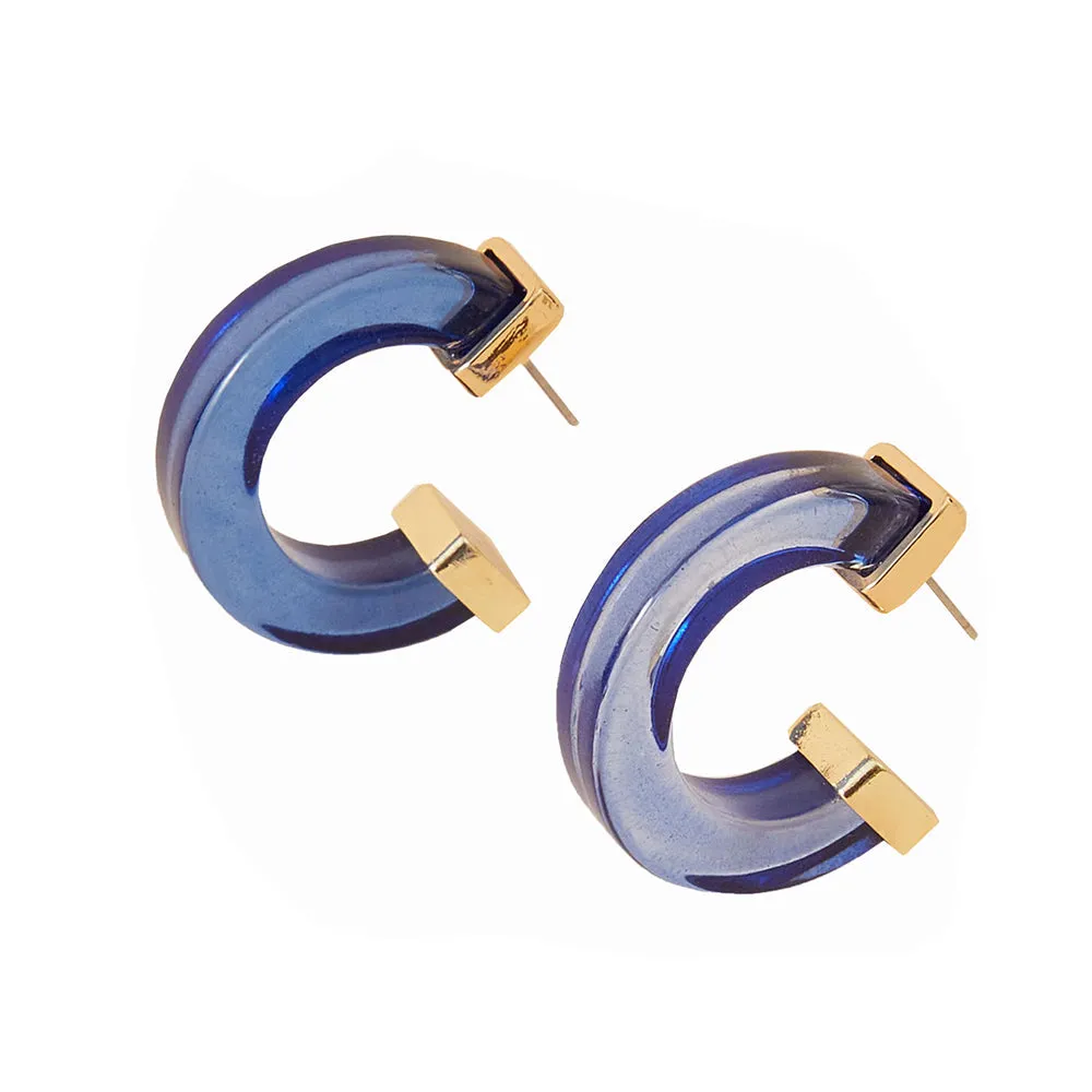 Accessorize London Women's Chunky Blue Resin Hoop Earring