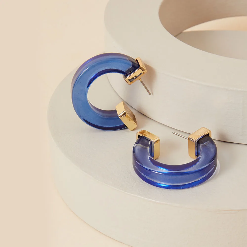 Accessorize London Women's Chunky Blue Resin Hoop Earring