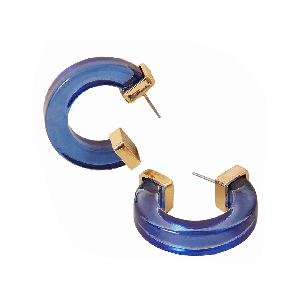 Accessorize London Women's Chunky Blue Resin Hoop Earring