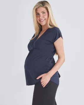 Adeline Maternity Crossover Work Top - Navy