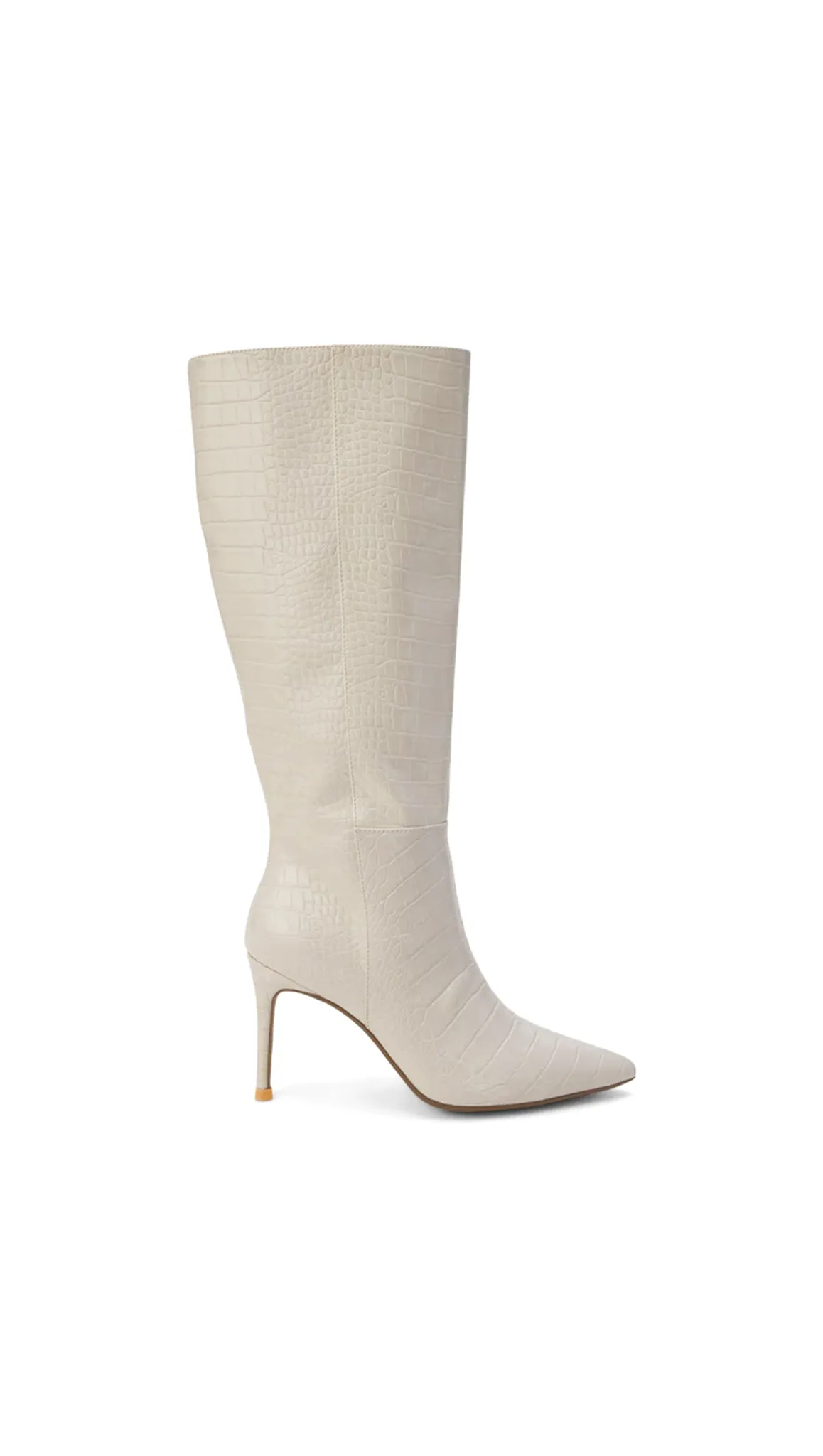 Alina Knee High Boot - White Croc