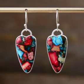 Alinta Jasper Red Heart Drop Earrings