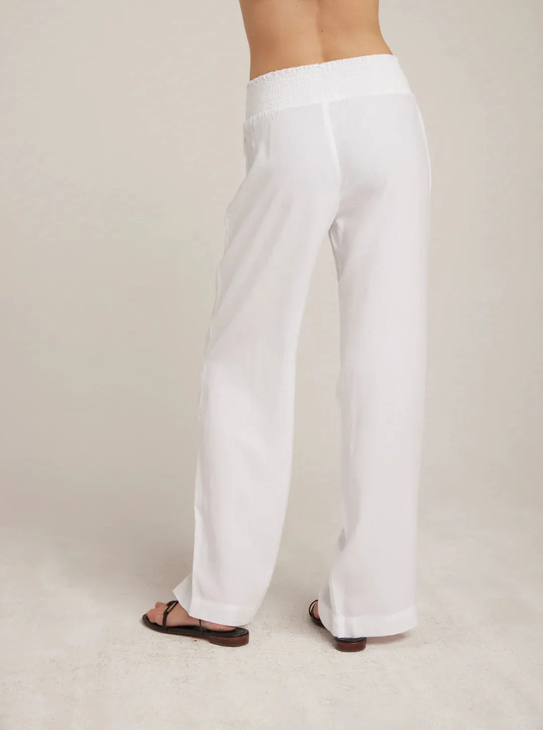 AMARI SMOCKED WAIST WIDE LEG PANT (WHITE) - BELLA DAHL