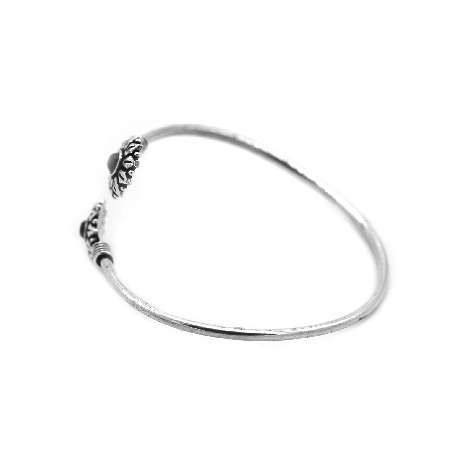 Aparna Black Circular Silver Oxidized Bracelet