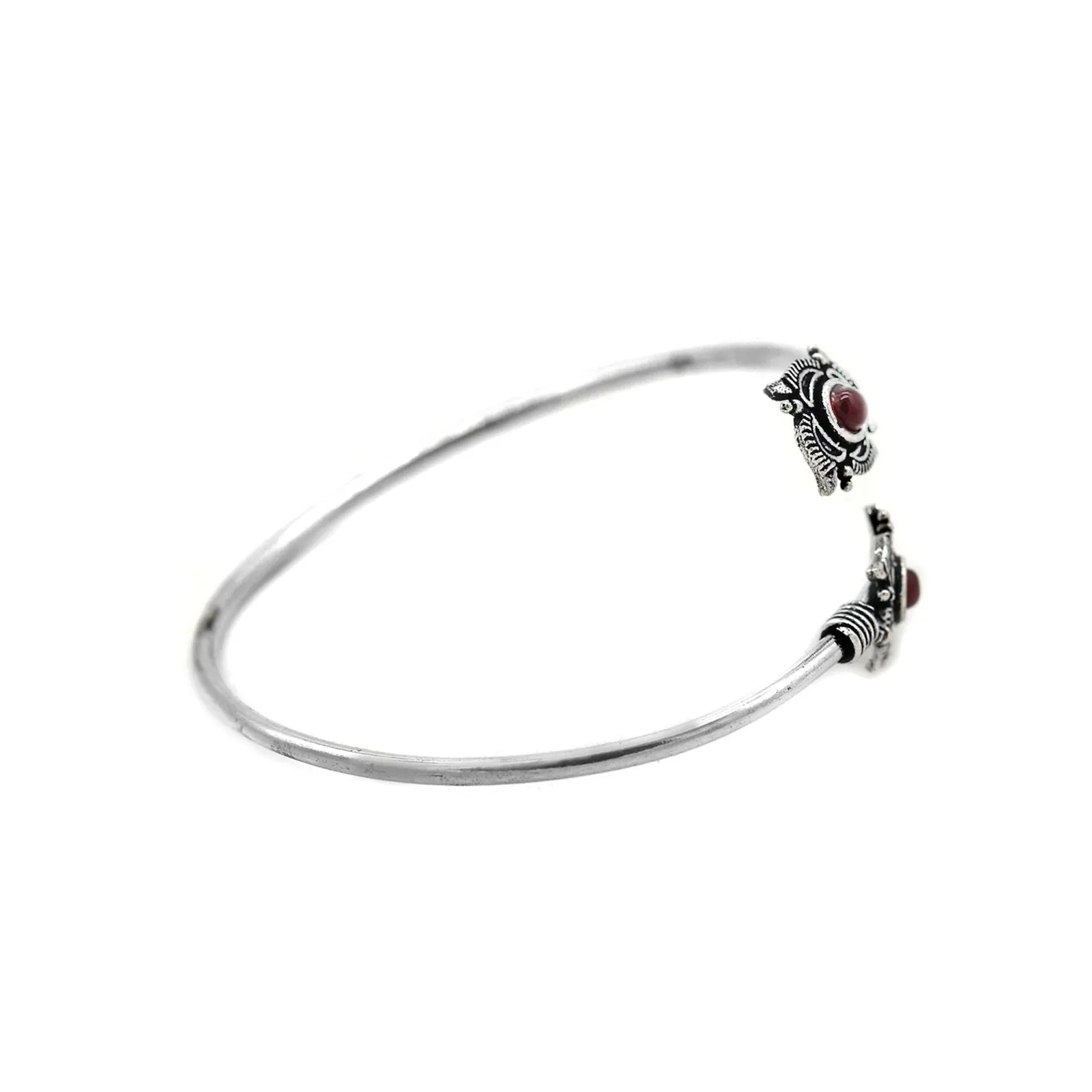 Aparna Red Flower Silver Oxidized Bracelet