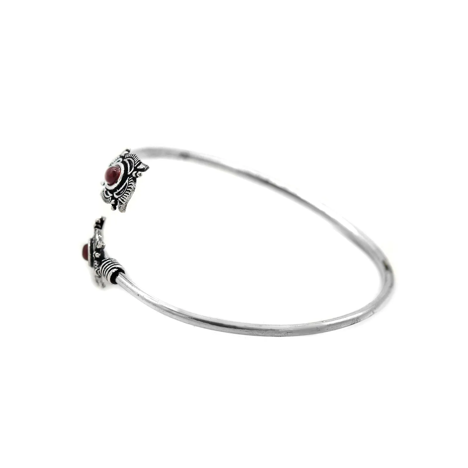 Aparna Red Flower Silver Oxidized Bracelet