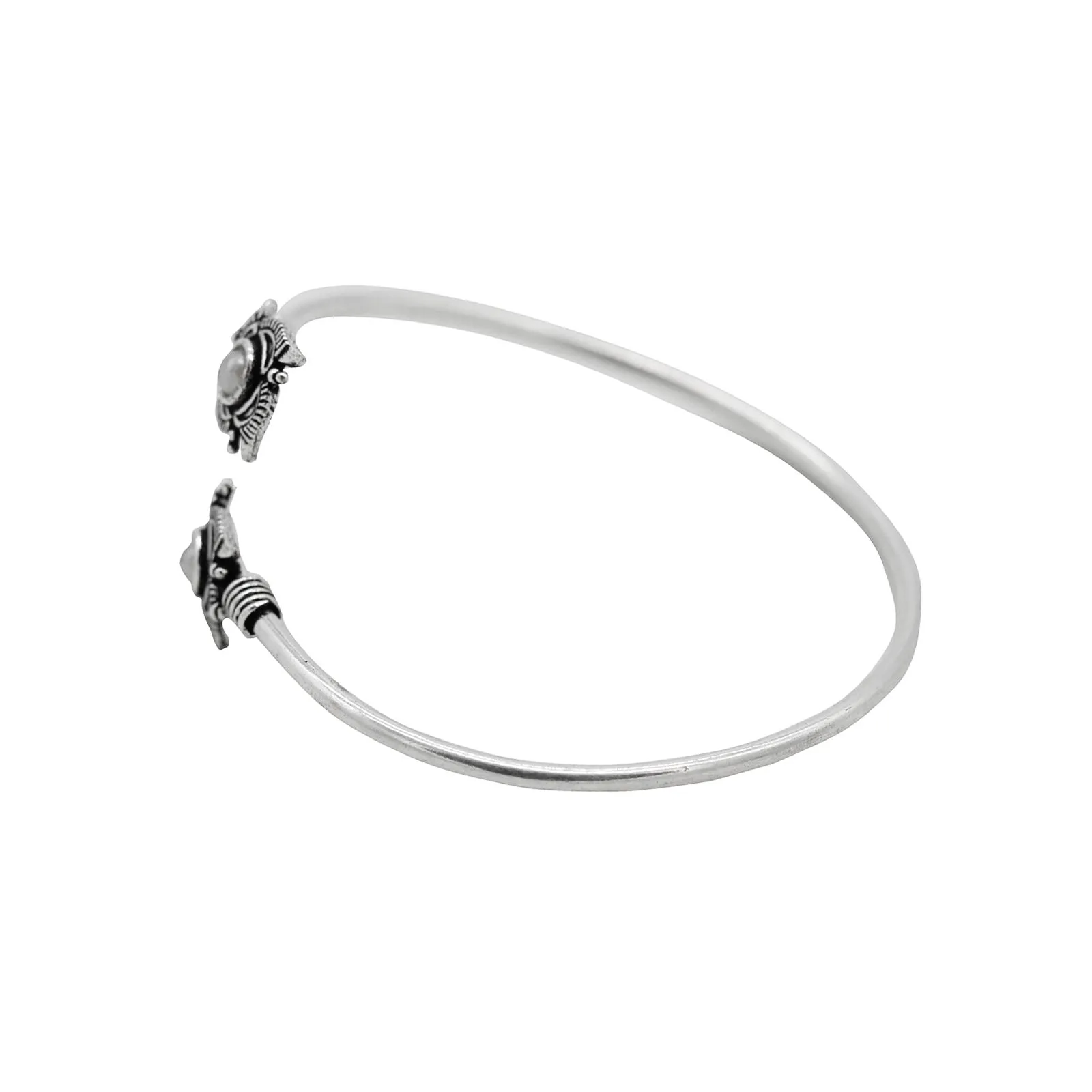 Aparna White Flower Silver Oxidized Bracelet