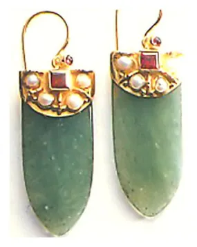 Aventurine Shield Earrings