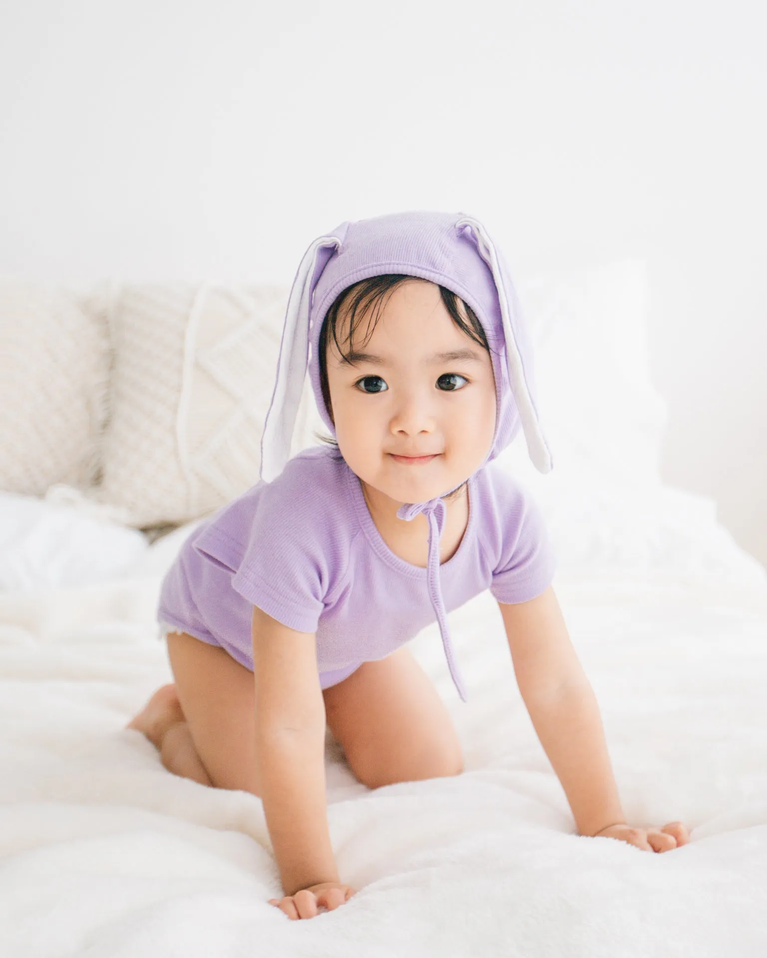 Bunny Romper with Bonnet (Violet)