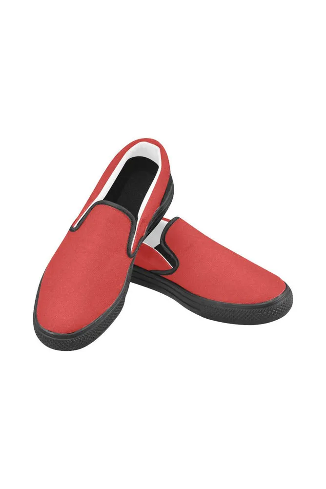 Cherry Red Men's Slip-on Canvas Shoes (Model 019)