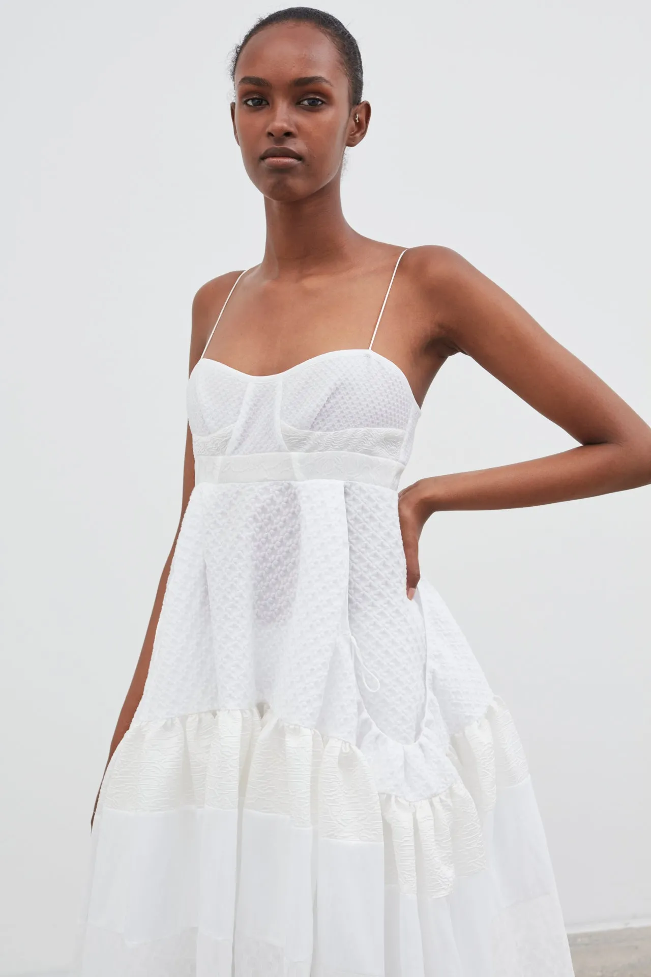 CILLE | DRESS PLETHORA PATCHWORK ECRU/WHITE