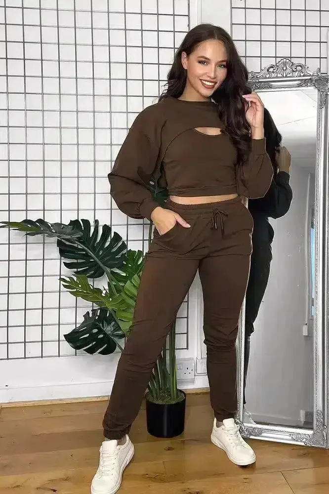 Cut Out Top Three Piece Tracksuit