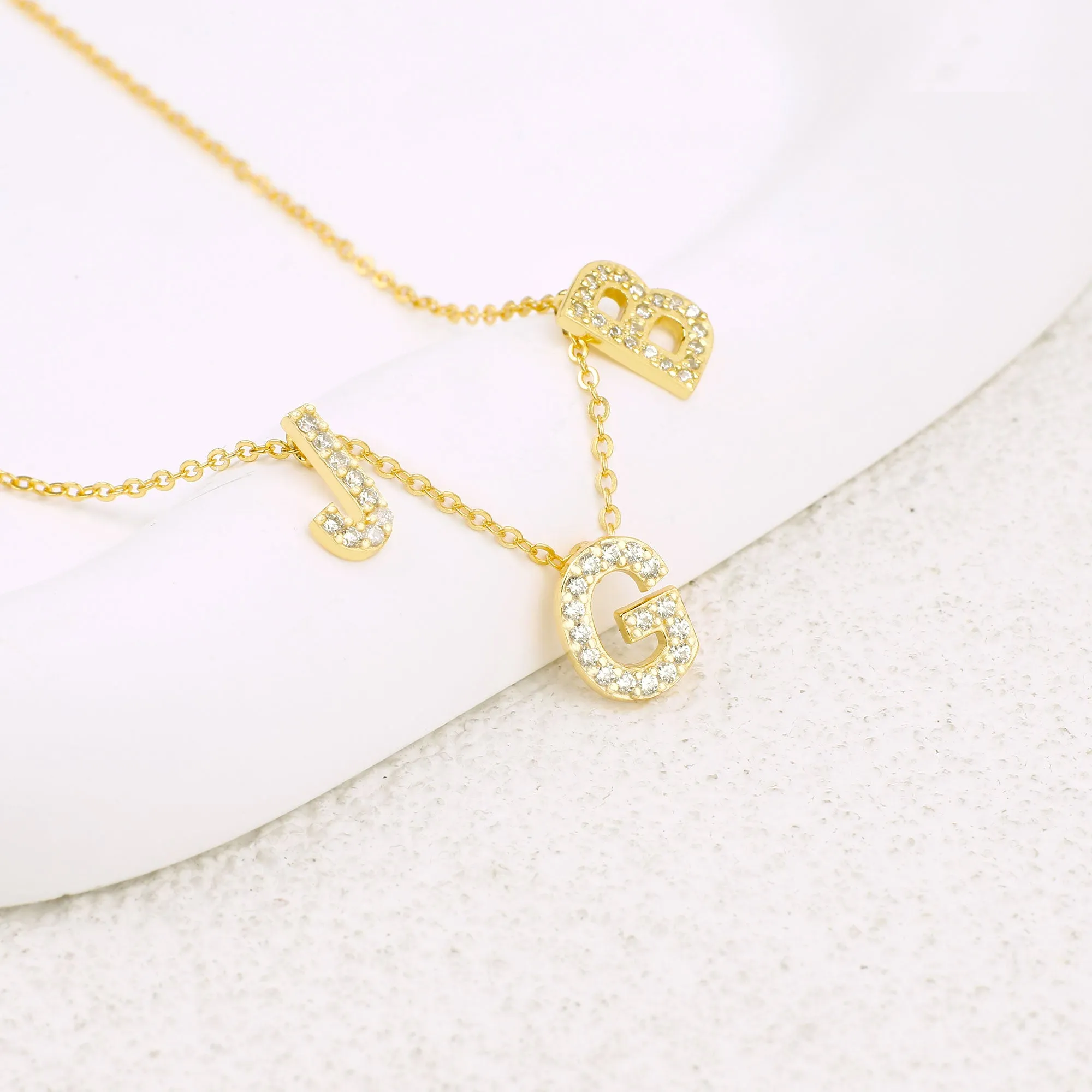 Diamond Triple Initial Necklace