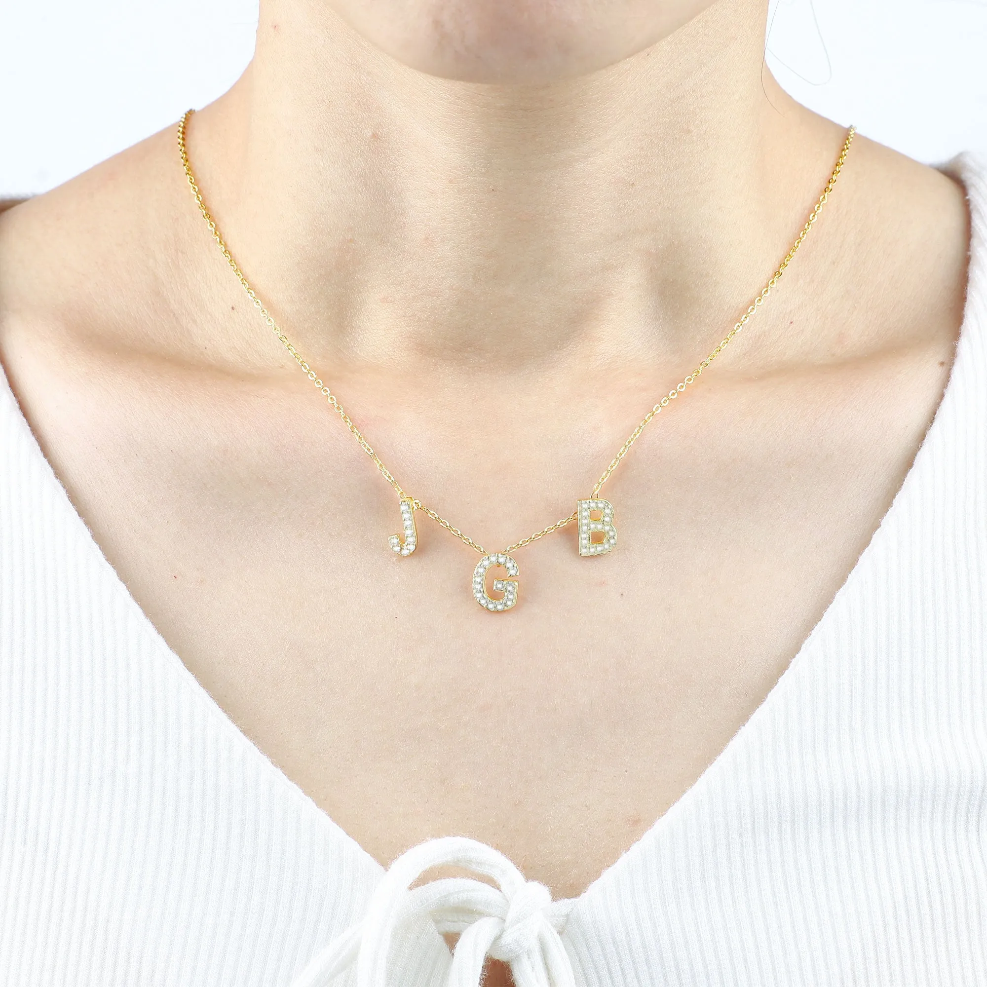 Diamond Triple Initial Necklace