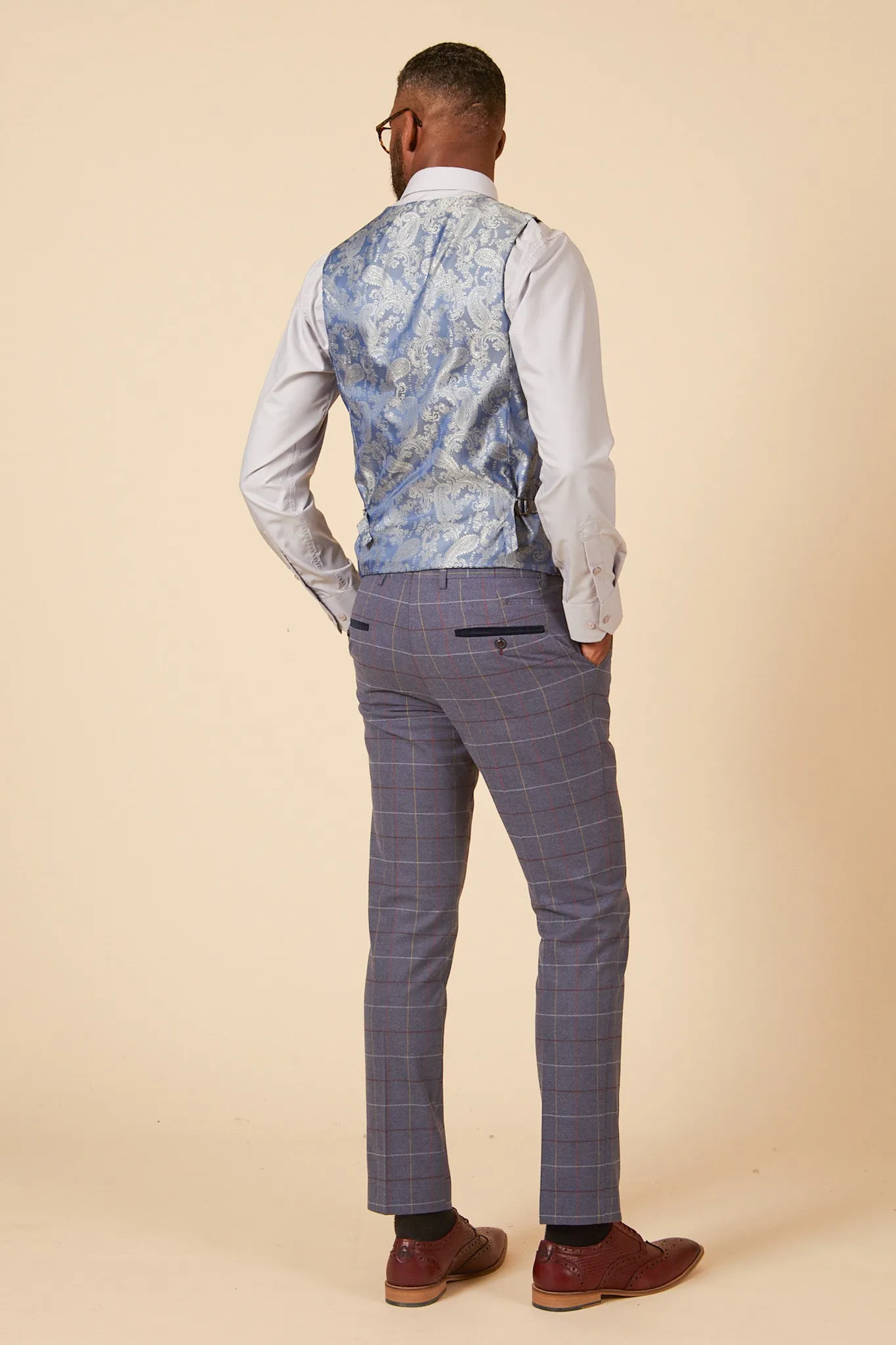 DRAKE - Sky Blue Check Waistcoat