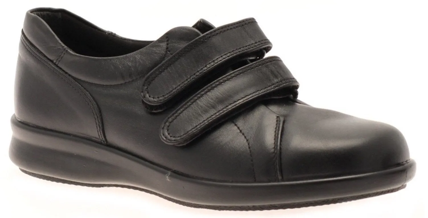 Easy B Naomi Ladies Black Double Velcro EE Fit Shoe