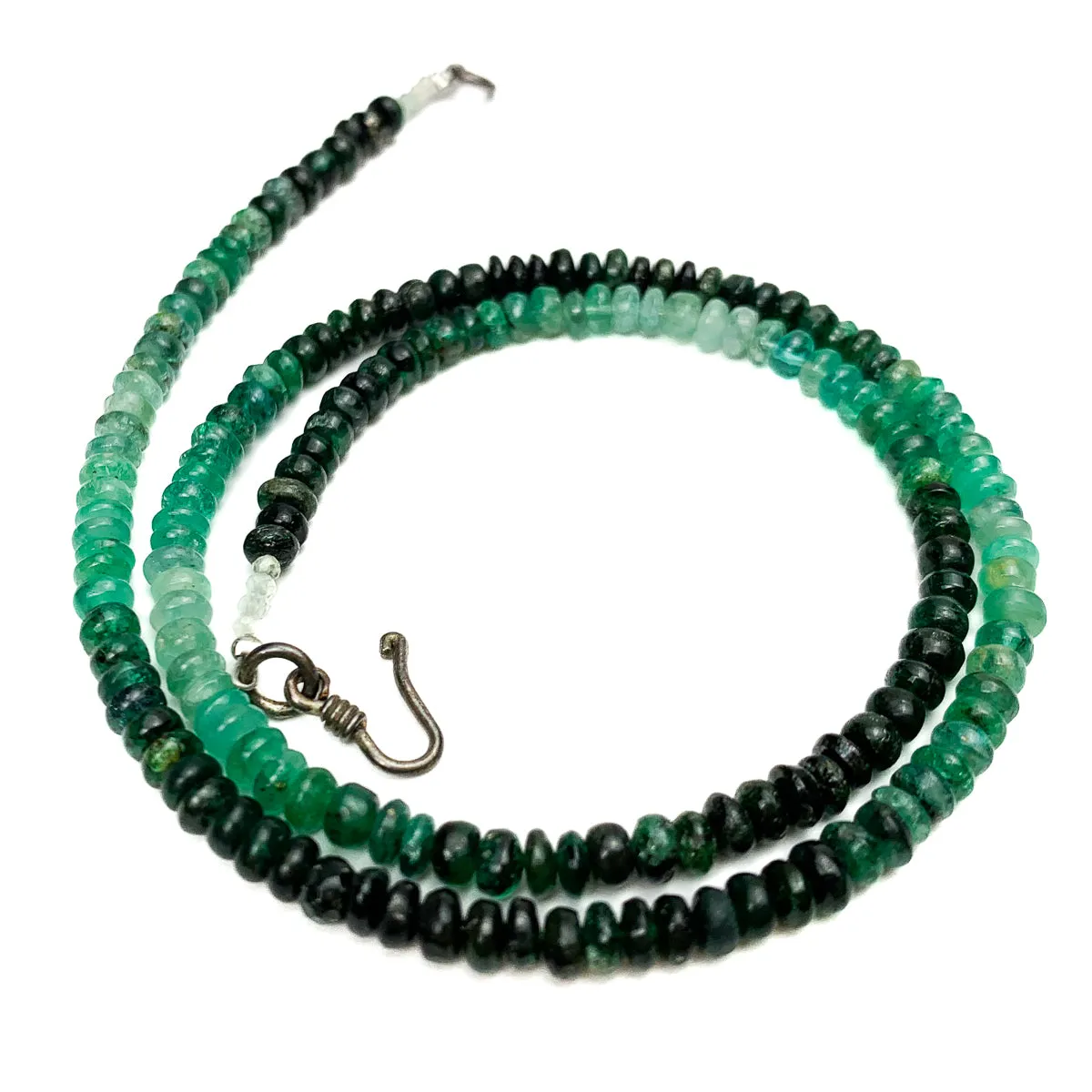 Emerald Ombre 4mm Smooth Rondelles Necklace