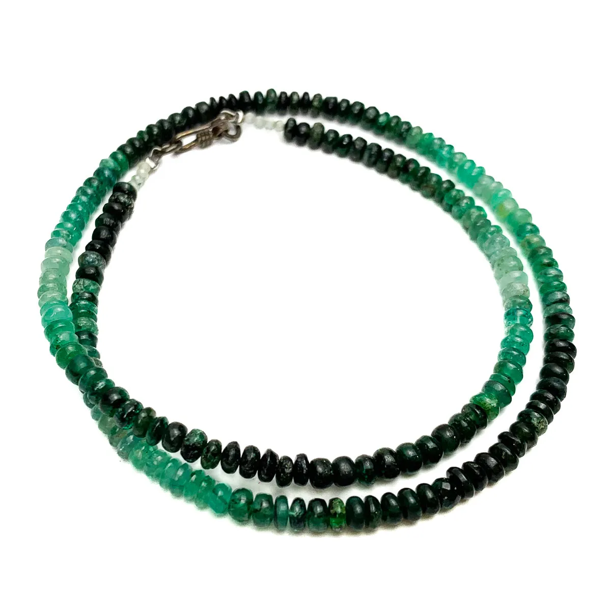 Emerald Ombre 4mm Smooth Rondelles Necklace