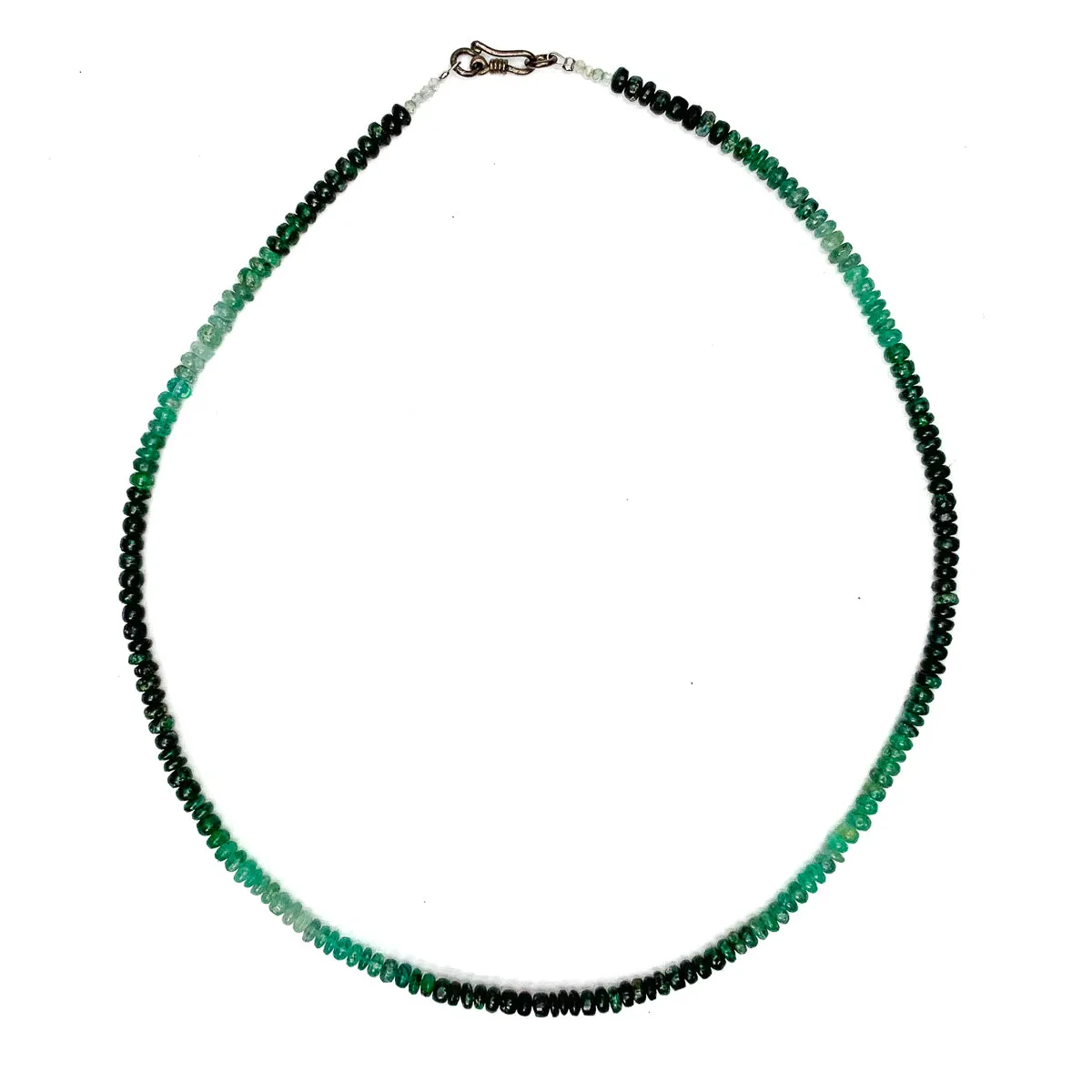 Emerald Ombre 4mm Smooth Rondelles Necklace