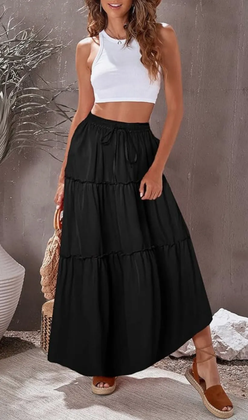 Enzie Tiered Skirt | Black