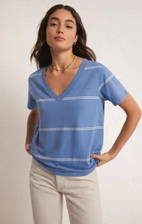 Girlfriend Twin Stripe V-Neck Top