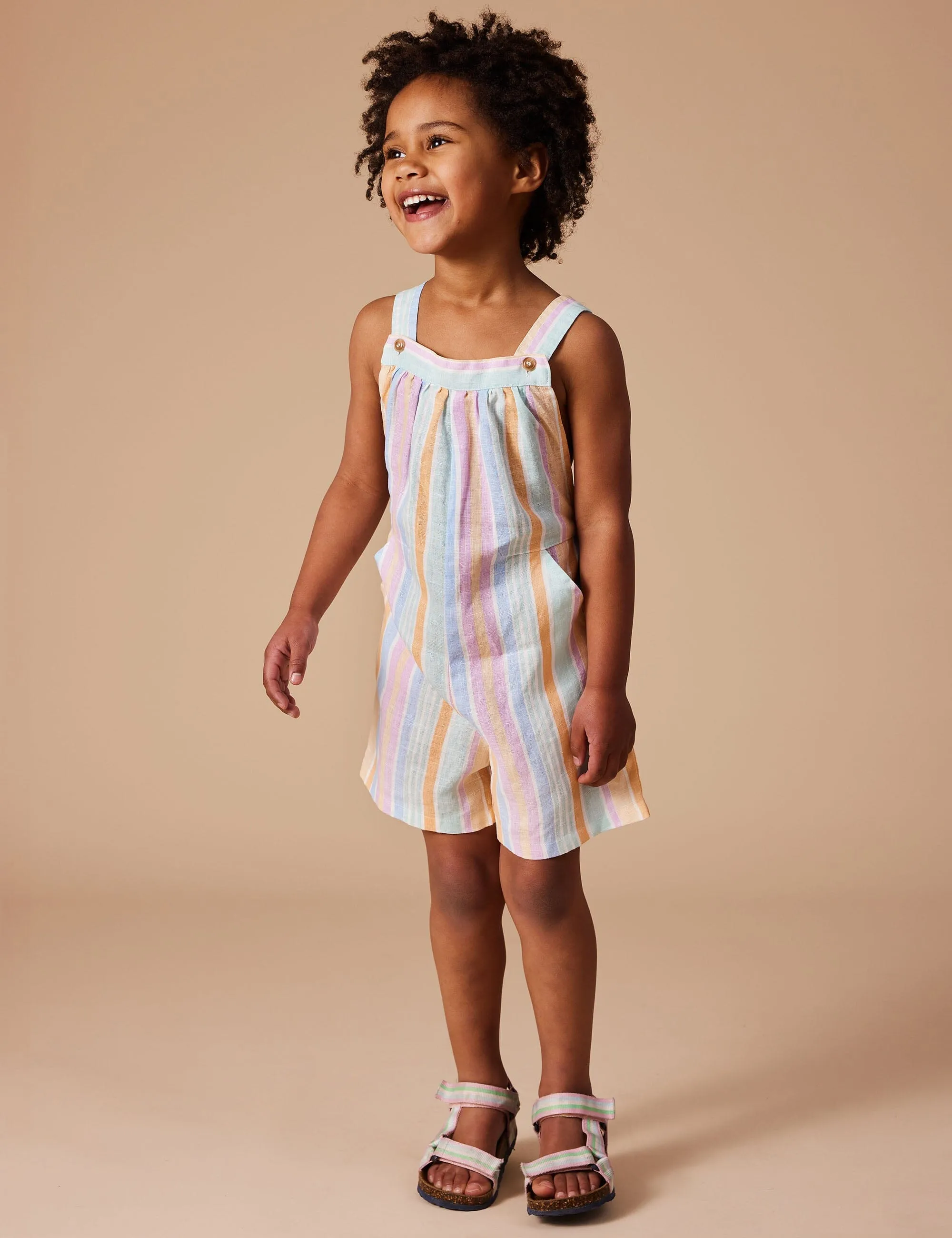 Goldie & Ace - Capri A Line Shortalls Pastel Stripe