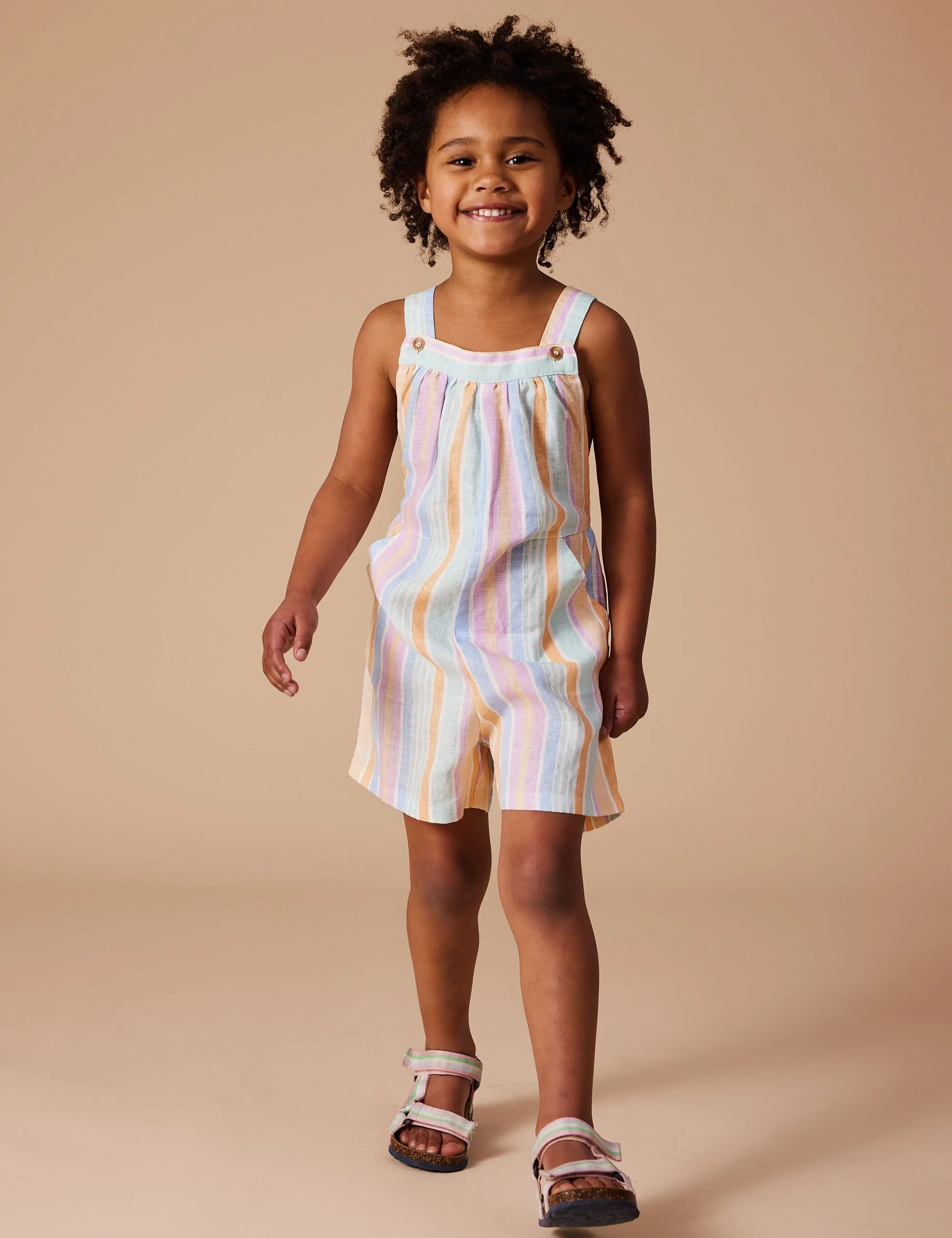 Goldie & Ace - Capri A Line Shortalls Pastel Stripe