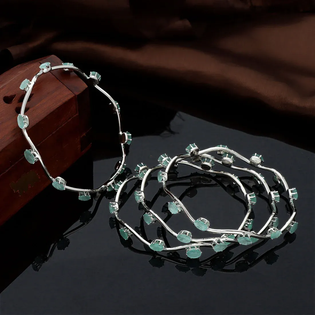 Gorgeous Silver Plated Oxidized Bangles