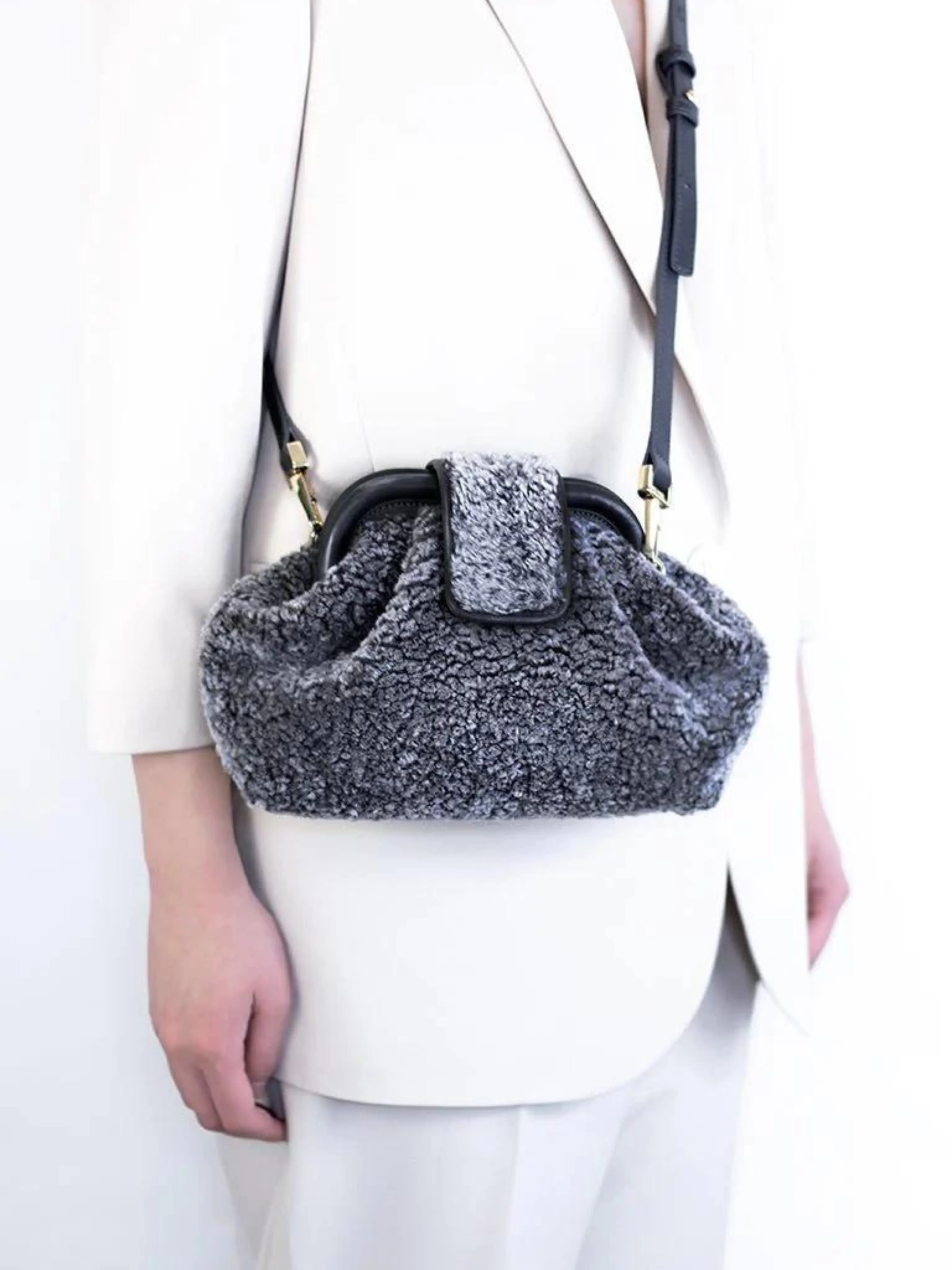 Grey Mini Teddy Clutch