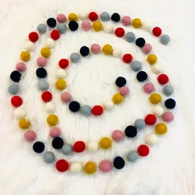 Handmade 10 Feet Multi Color Felt Ball Garland