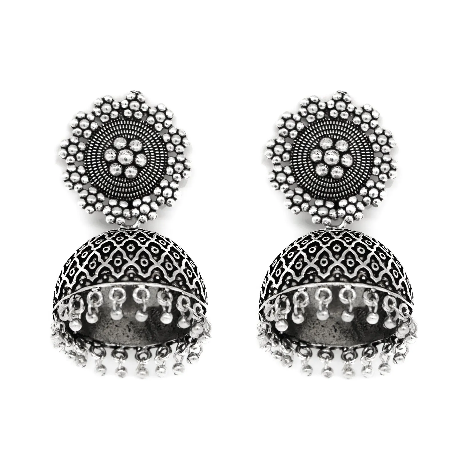 Ishani Silver Oxidized Jhumki