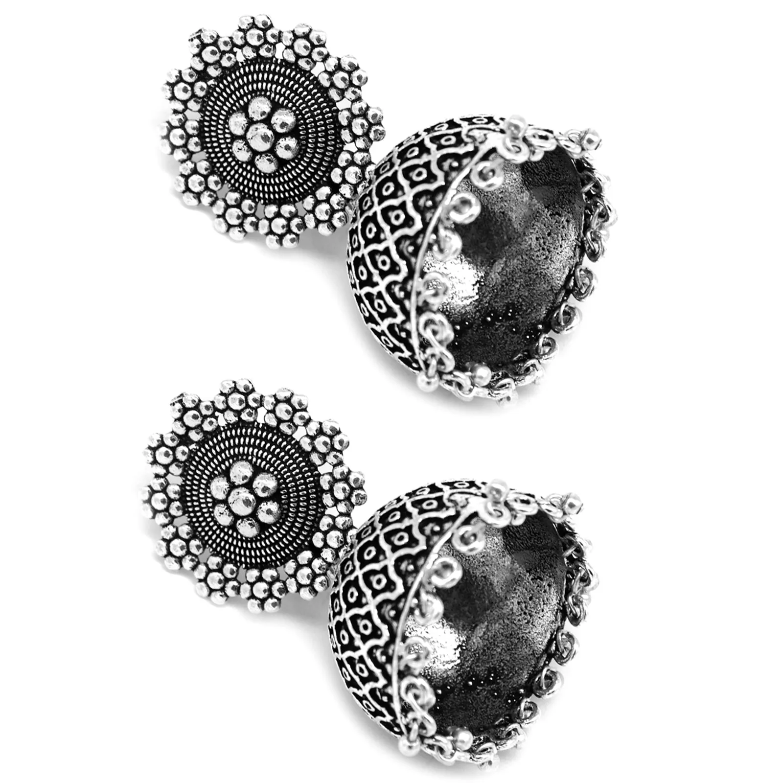 Ishani Silver Oxidized Jhumki