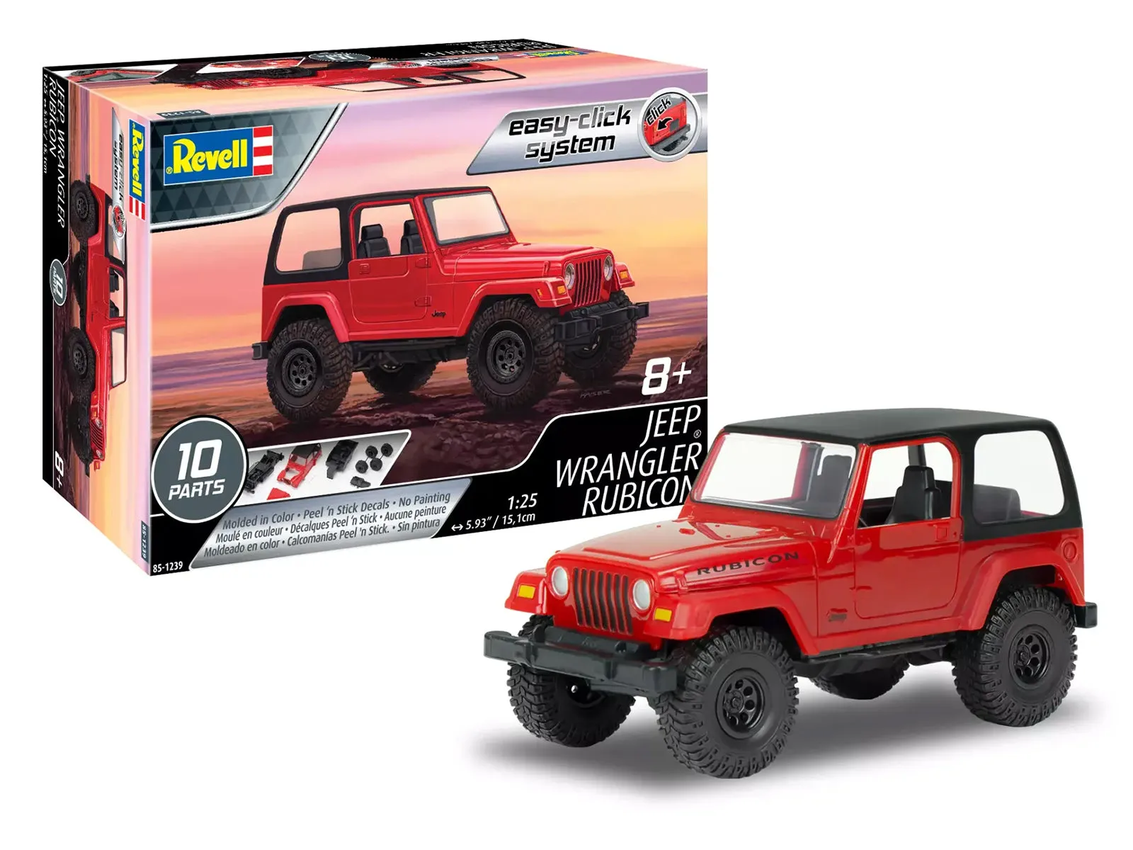 Level 2 Easy-Click Model Kit Jeep Wrangler Rubicon 1/25 Scale Model by Revell