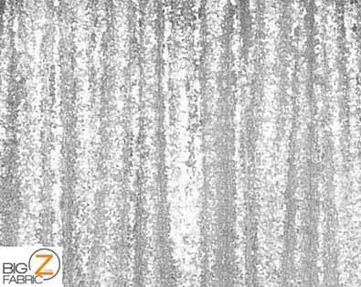 Mini Disc Sequin Nylon Mesh Fabric / Holographic Shiny Silver On White Mesh / Sold By The Yard