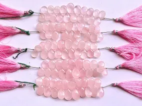 Natural Rose Quartz Smooth Pear Shape Briolette Beads