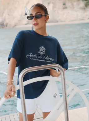 Navy Embroidered Monaco T-Shirt- Maison