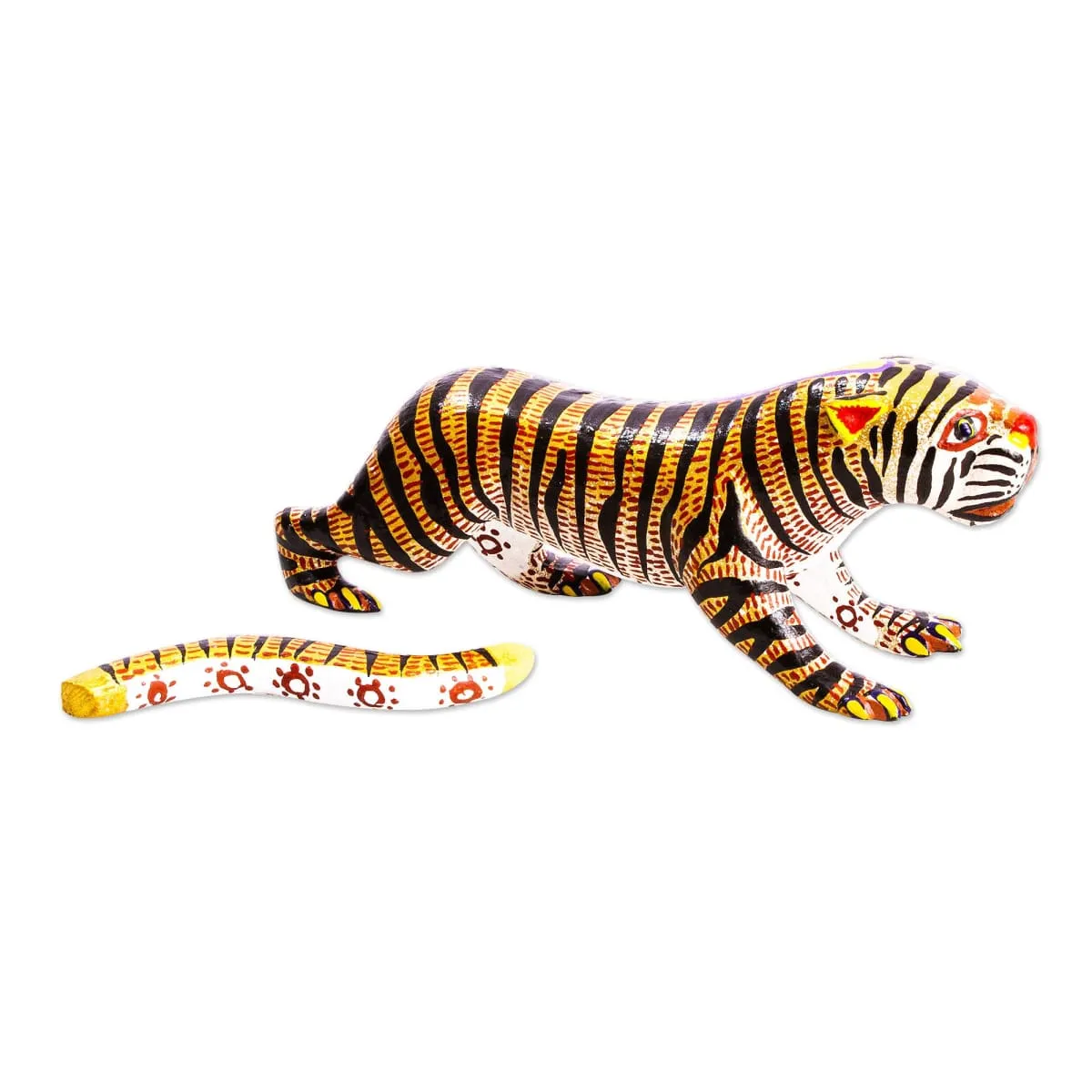 Novica Brilliant Tiger Wood Alebrije Sculpture