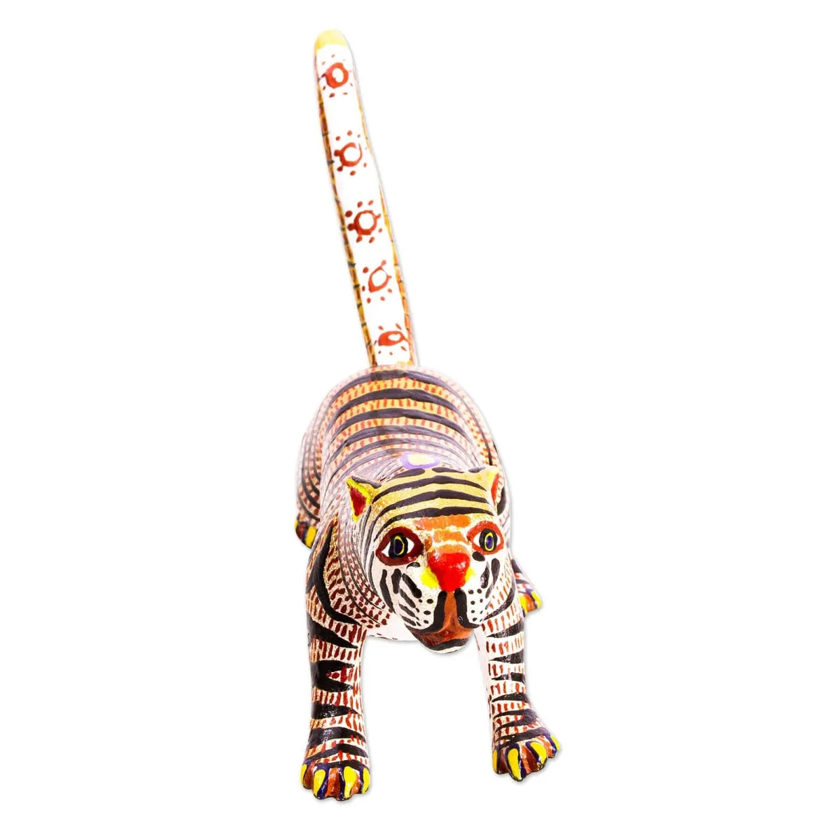 Novica Brilliant Tiger Wood Alebrije Sculpture