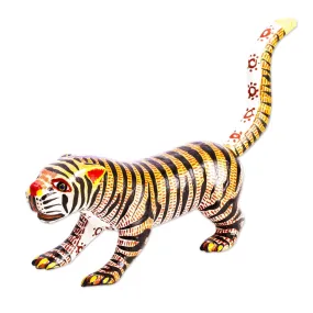 Novica Brilliant Tiger Wood Alebrije Sculpture