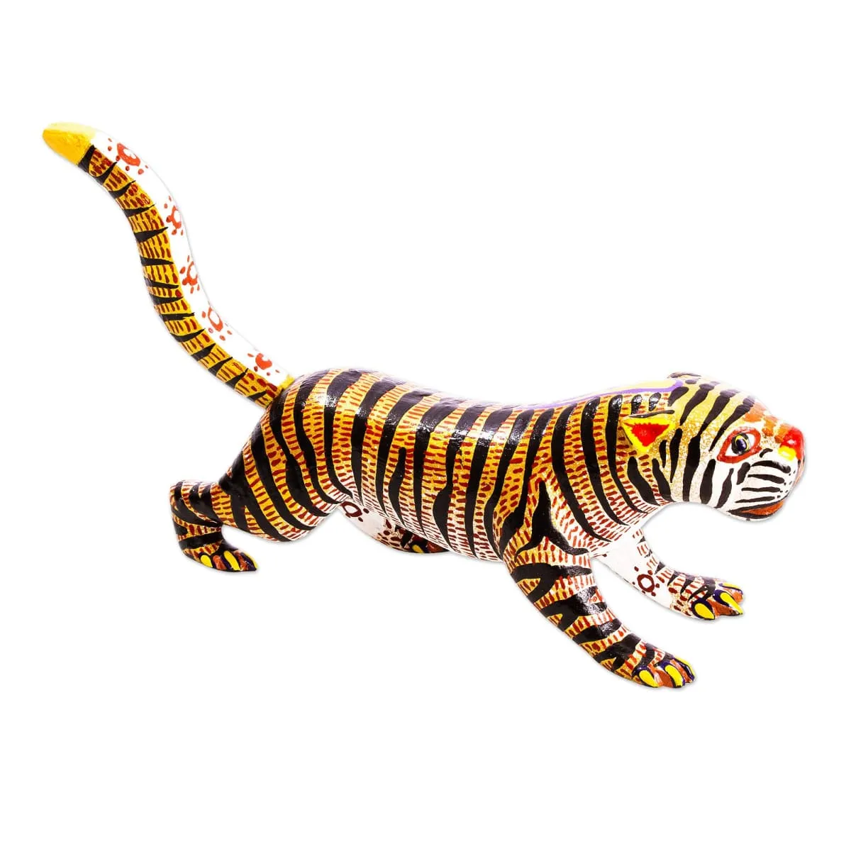 Novica Brilliant Tiger Wood Alebrije Sculpture