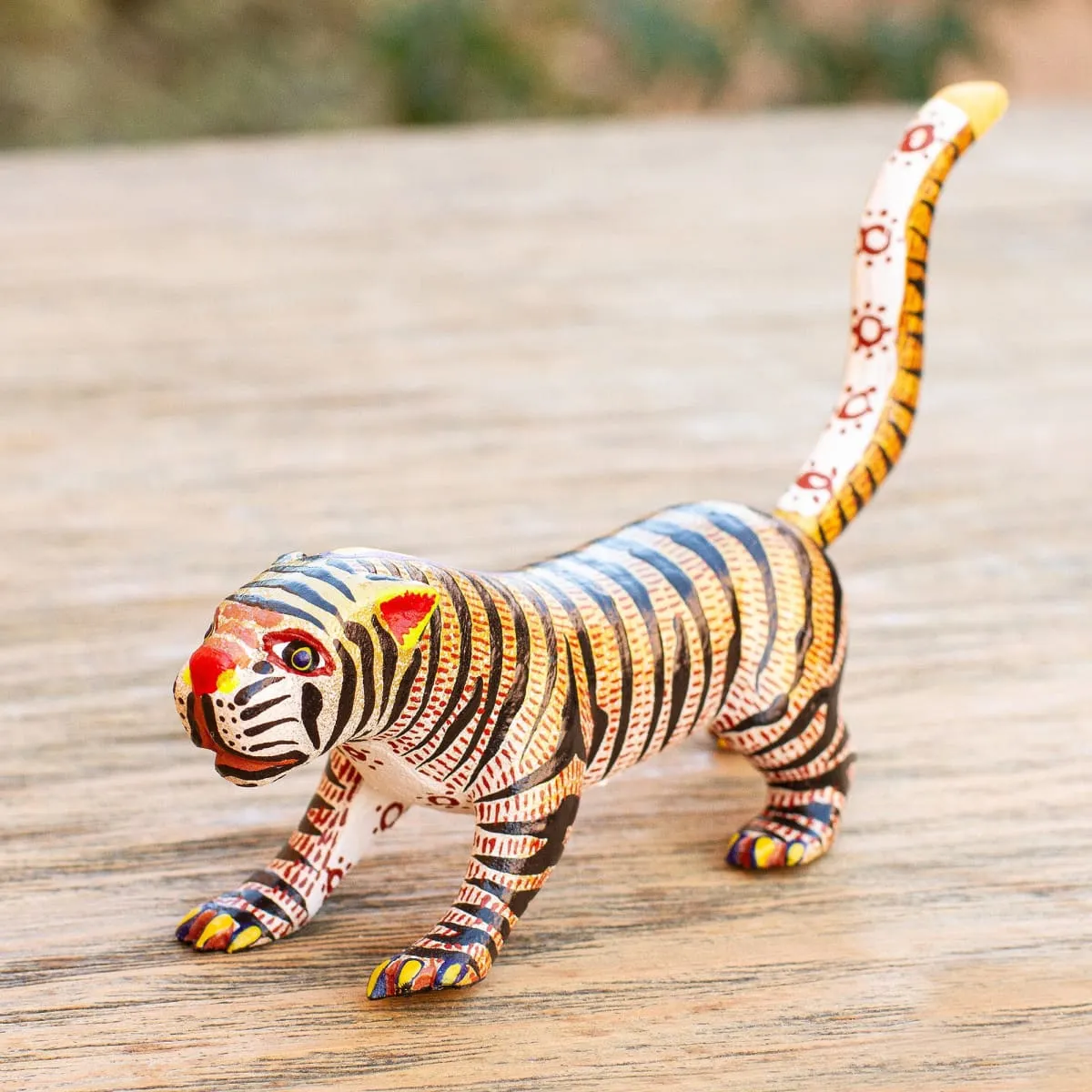 Novica Brilliant Tiger Wood Alebrije Sculpture