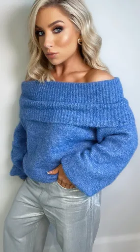 OLIVIA BARDOT KNIT - BLUE MARL