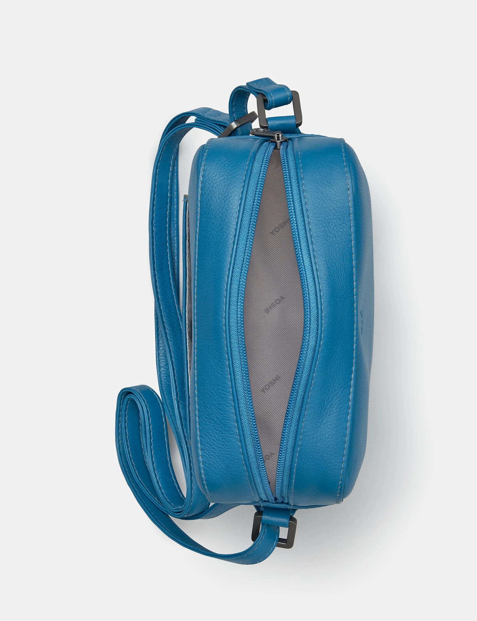 Peacock Plume Petrol Blue Leather Camera Bag