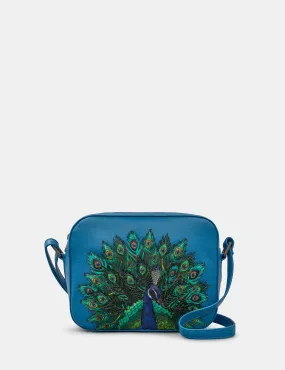 Peacock Plume Petrol Blue Leather Camera Bag