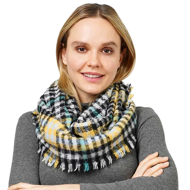 Plaid Check Patterned Infinity Scarf