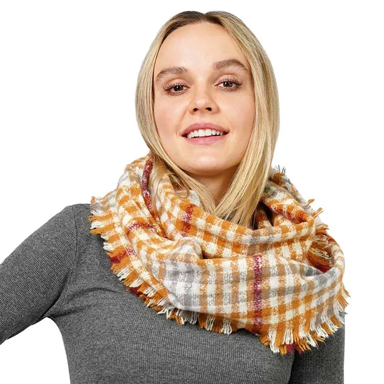 Plaid Check Patterned Infinity Scarf