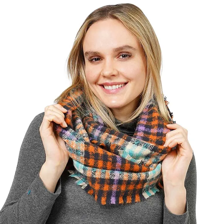 Plaid Check Patterned Infinity Scarf