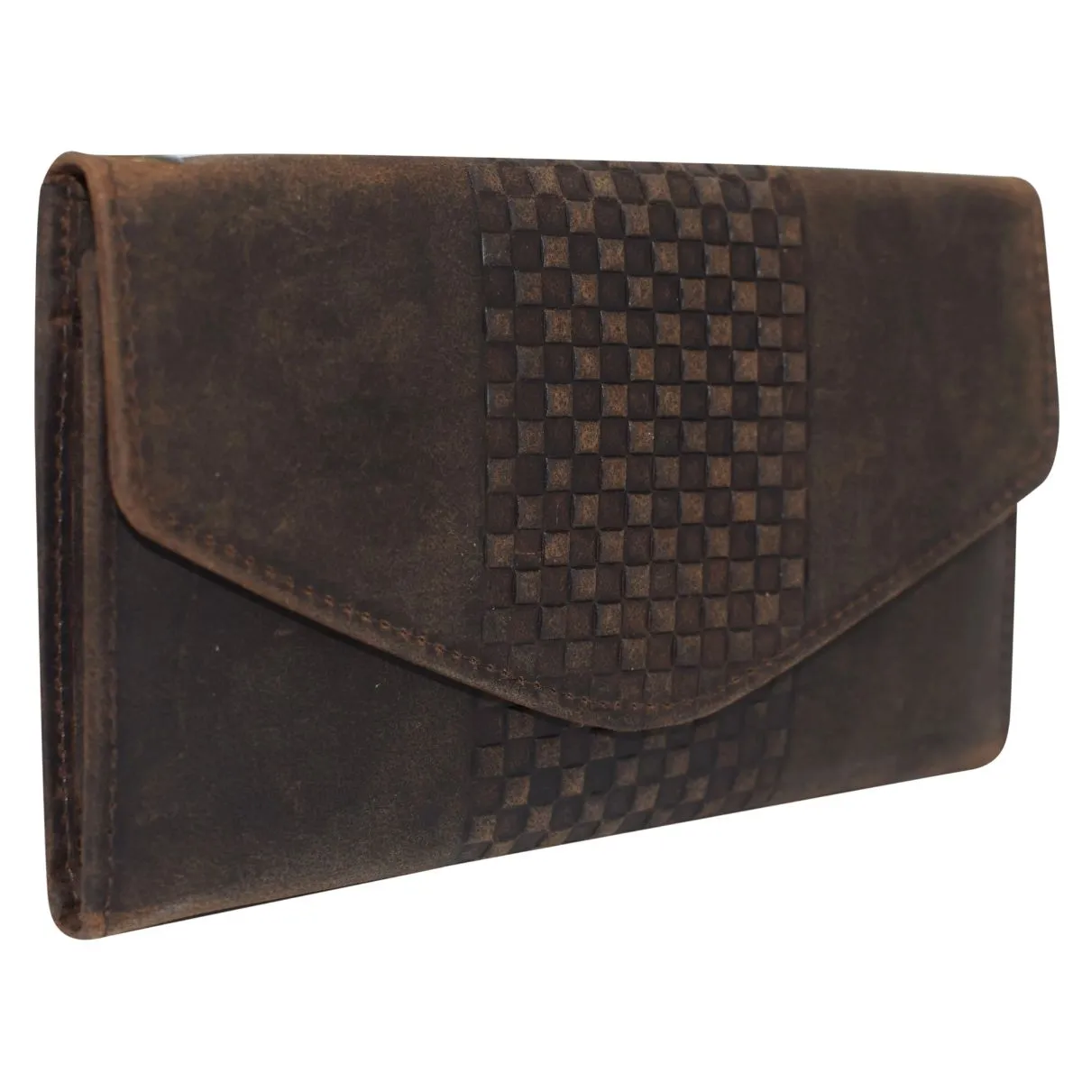 Rustic Vintage Envelop Checkbook Leather Wallet For women