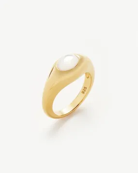 Savi Sculptural Gemstone Stacking Ring | 18ct Gold Plated Vermeil/Mother of Pearl