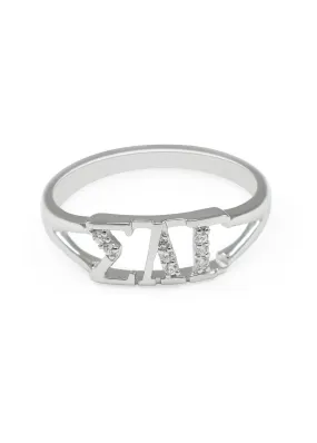 Sigma Lambda Gamma Sterling Silver Ring with diamonds